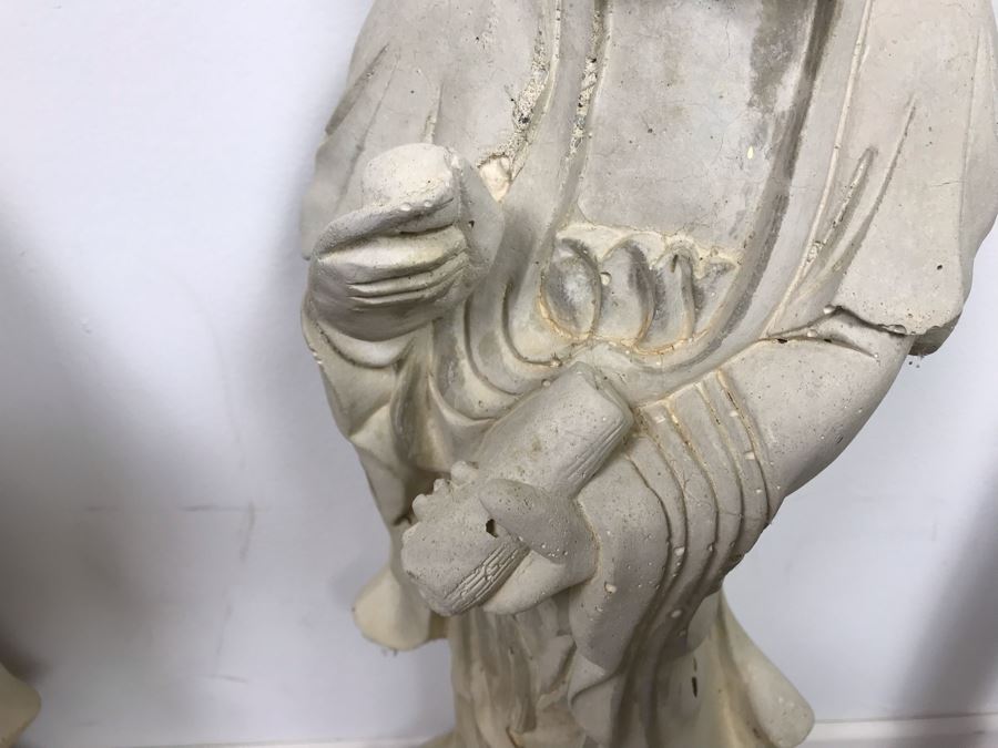 Pair Of Vintage Chinese Garden Statuary Statues 2'H