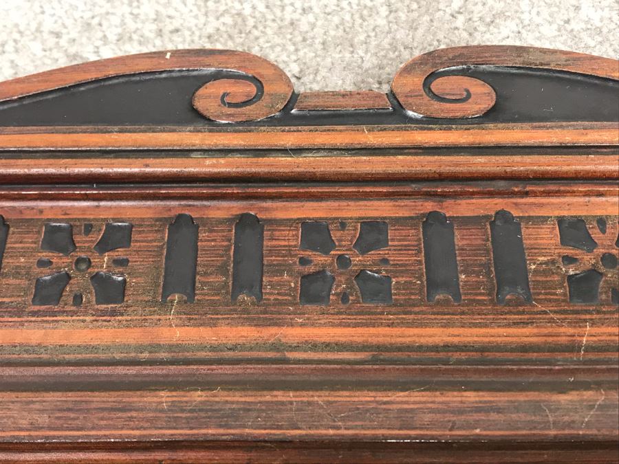 Antique Cast Iron Metal Beveled Glass Mirror With Shelf [Photo 12]