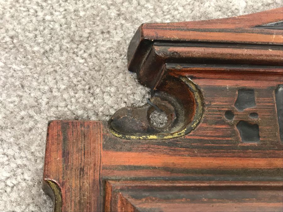 Antique Cast Iron Metal Beveled Glass Mirror With Shelf [Photo 13]