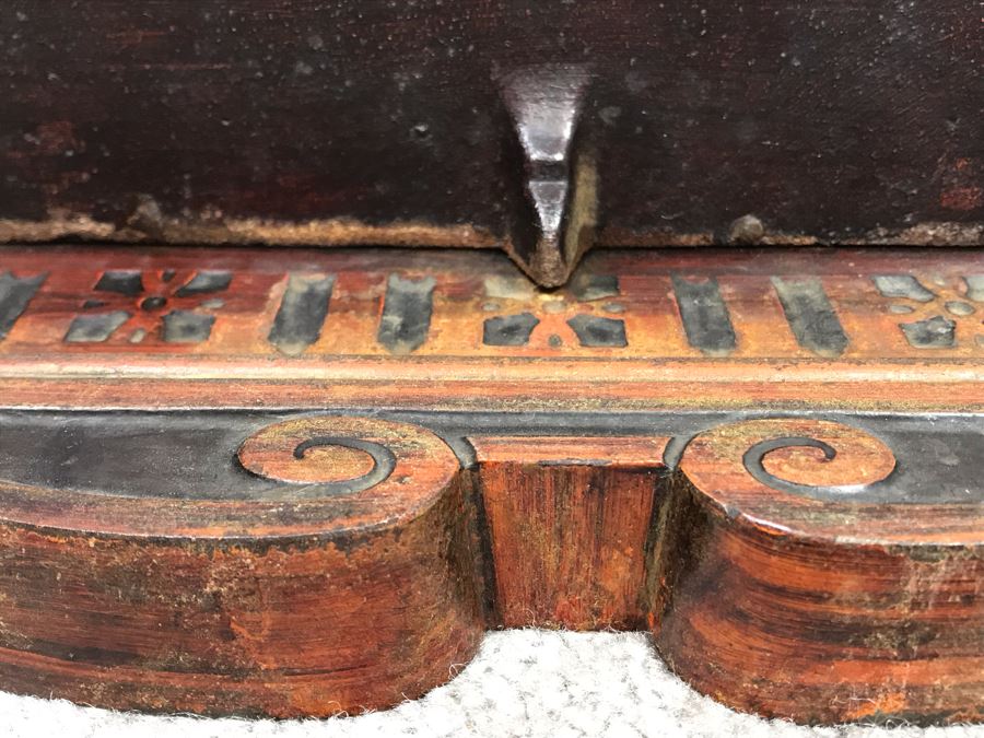 Antique Cast Iron Metal Beveled Glass Mirror With Shelf [Photo 9]