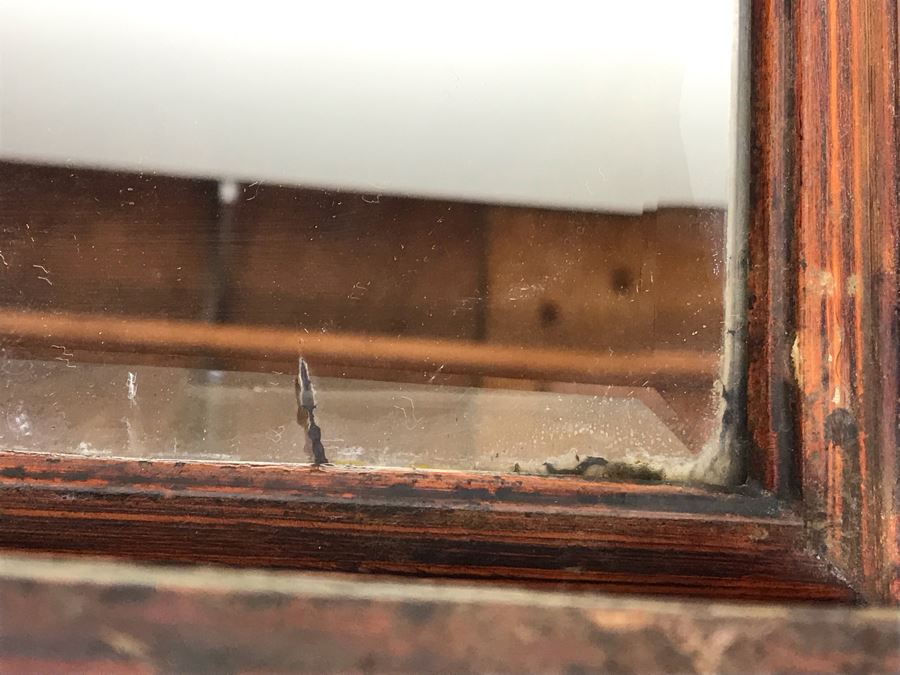 Antique Cast Iron Metal Beveled Glass Mirror With Shelf [Photo 10]