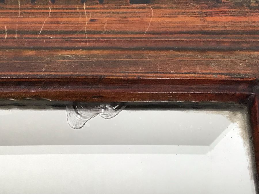 Antique Cast Iron Metal Beveled Glass Mirror With Shelf [Photo 11]