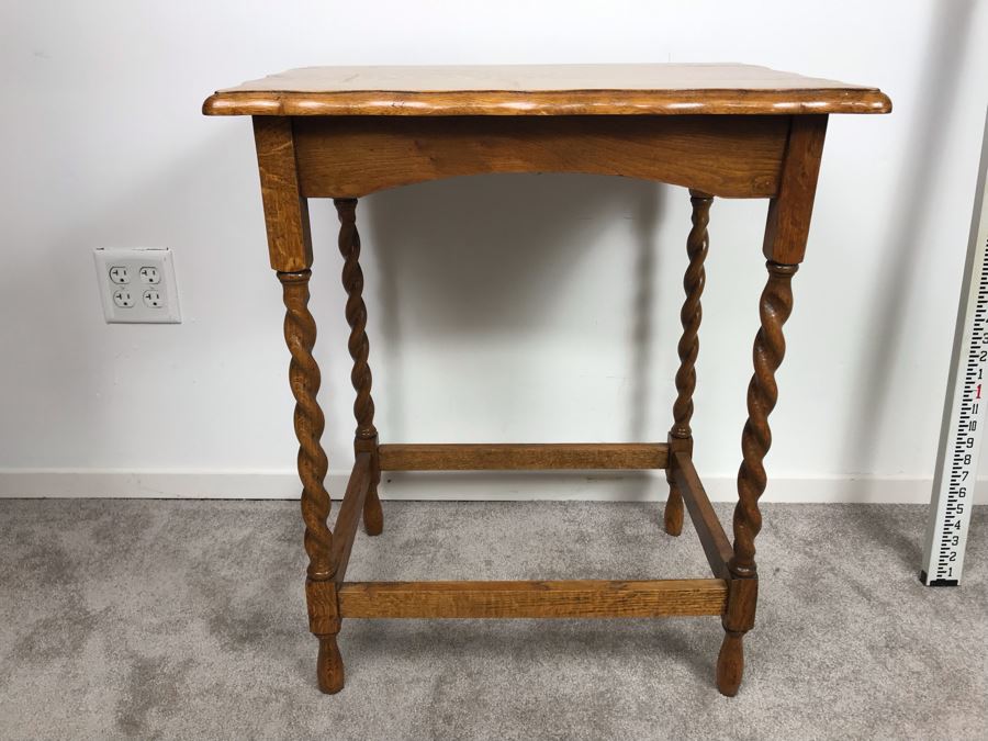 Vintage Barley Twist Oak Table 25'W X 18'D X 28.5'H [Photo 2]