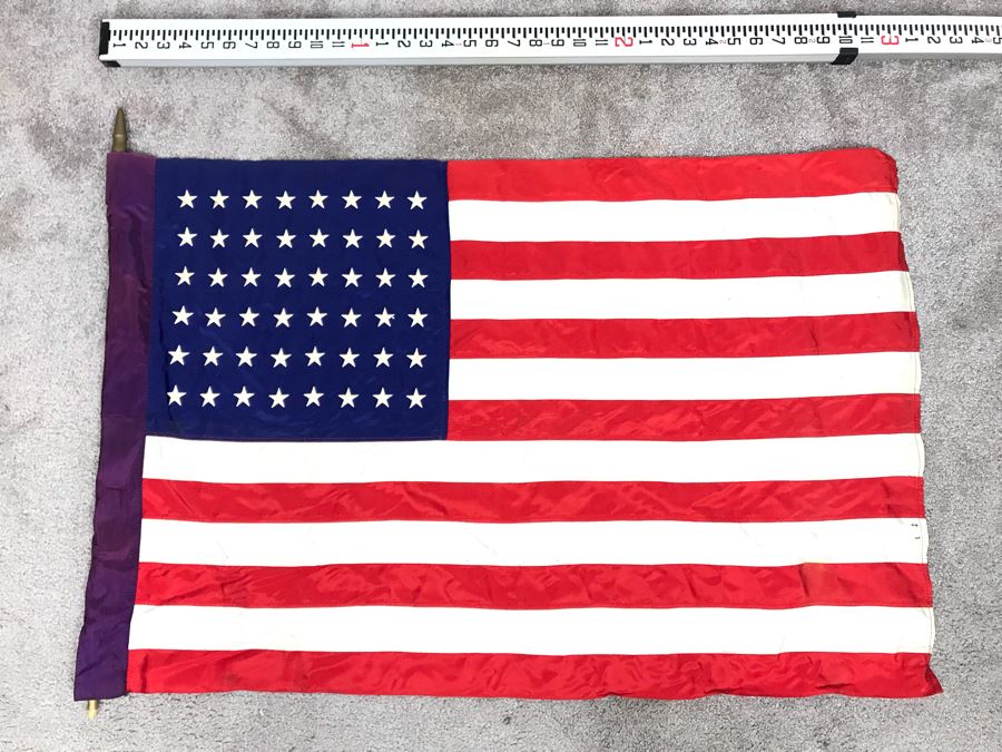 Vintage 48-Star U.S. Nylon Flag With Embroidered Stars 3'W [Photo 1]