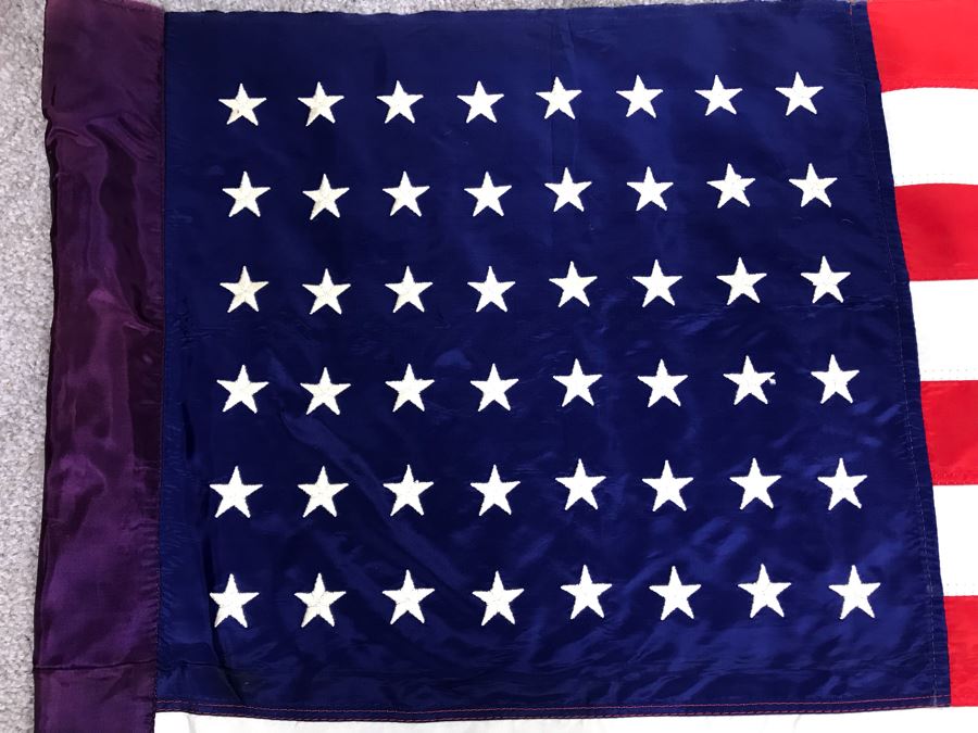Vintage 48-Star U.S. Nylon Flag With Embroidered Stars 3'W [Photo 4]