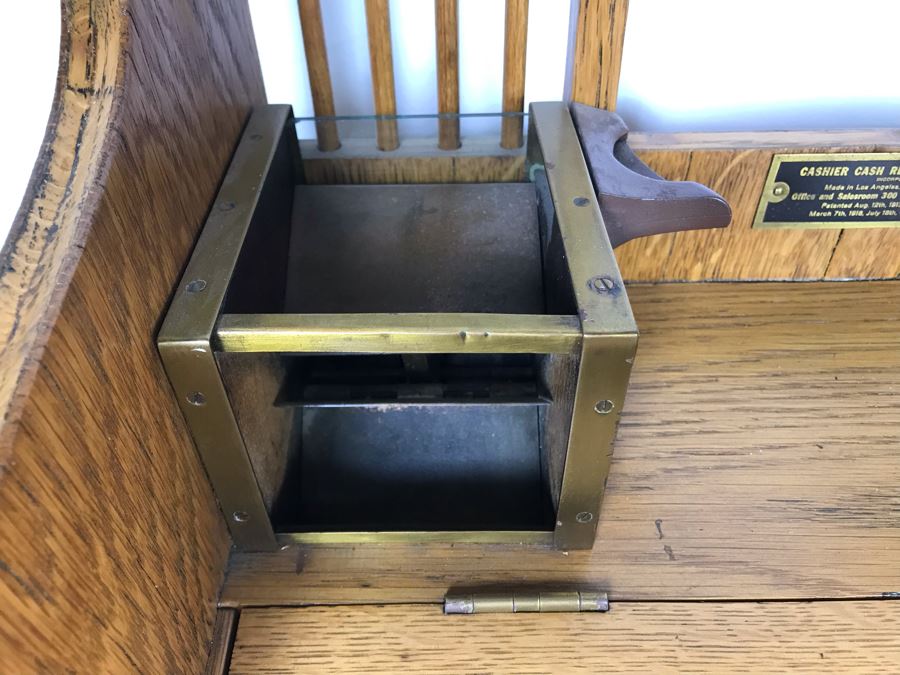 Antique Oak Cashiers Money Tray In Common Use Before Cash Registers 1916 Patent Date By The Cashier Cash Register Company [Photo 5]
