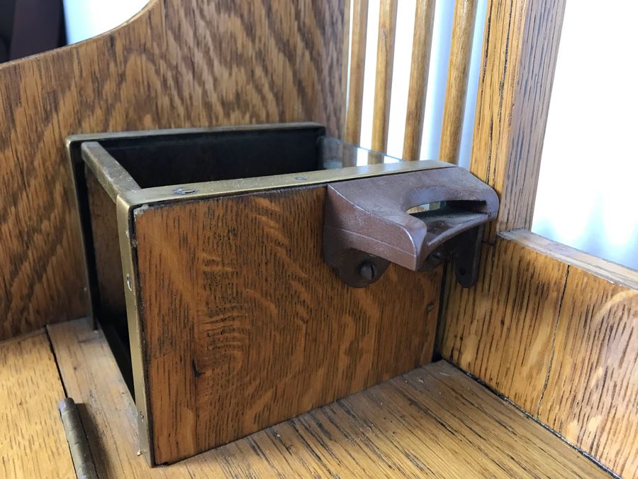 Antique Oak Cashiers Money Tray In Common Use Before Cash Registers 1916 Patent Date By The Cashier Cash Register Company [Photo 6]