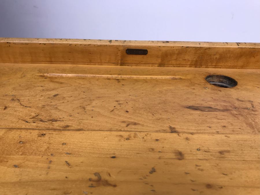 Vintage Children's School Desk Wood And Cast Iron Metal Base [Photo 10]