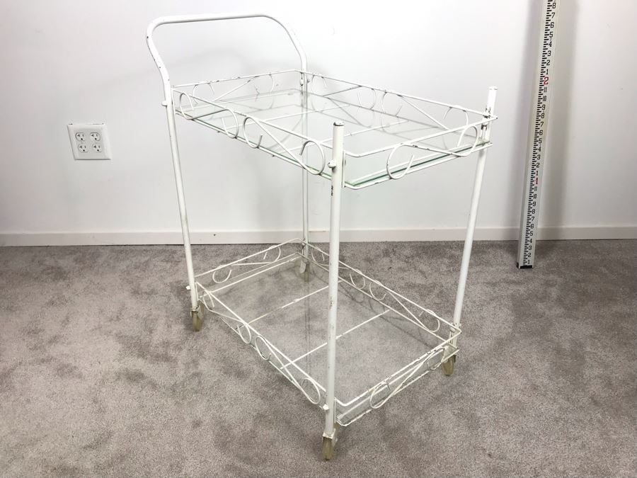 white metal bar kitchen rolling cart