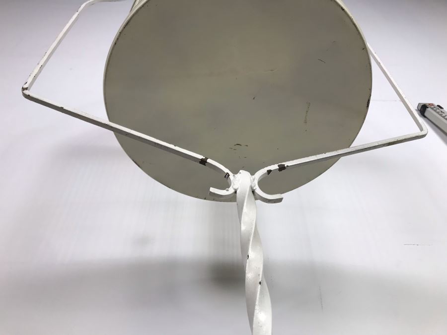 Vintage White Metal Hanging Bird Cage Floor Stand With Bird Cage 5'5'H [Photo 7]