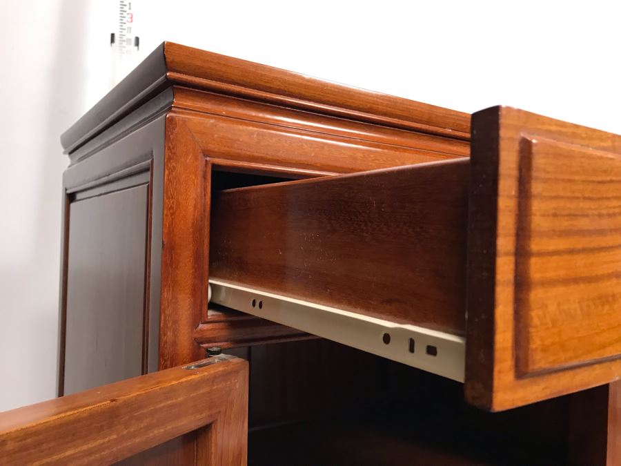 Pair Of Chinese Solid Teak Nightstands Side Tables Very Heavy 26'W X 18'D X 24'H [Photo 9]