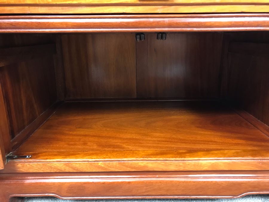 Pair Of Chinese Solid Teak Nightstands Side Tables Very Heavy 26'W X 18'D X 24'H [Photo 7]