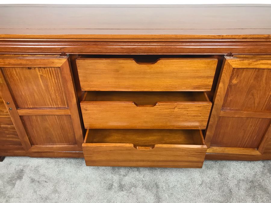 Chinese Solid Teak Chest Of Drawers 9-Drawer Dresser Very Heavy 72'W X 19'D X 32'H [Photo 7]
