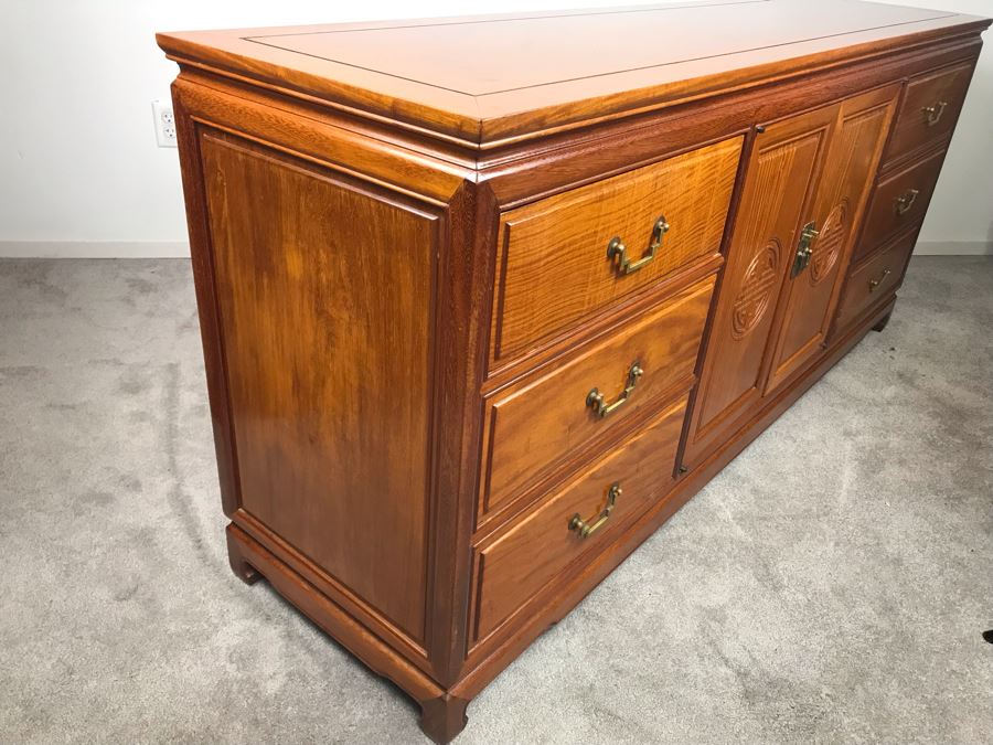 Chinese Solid Teak Chest Of Drawers 9-Drawer Dresser Very Heavy 72'W X 19'D X 32'H [Photo 11]