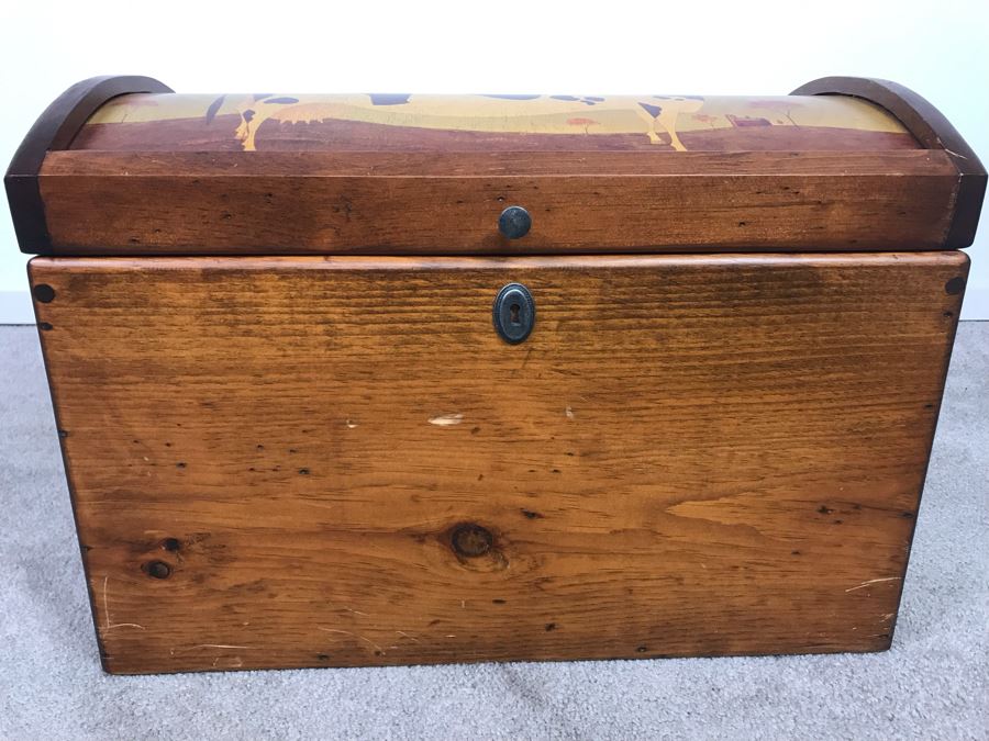 Cow Cedar Trunk By 2-Day Designs With Cow Figurine Retails $267 20'W X 14'D X 14'H [Photo 5]