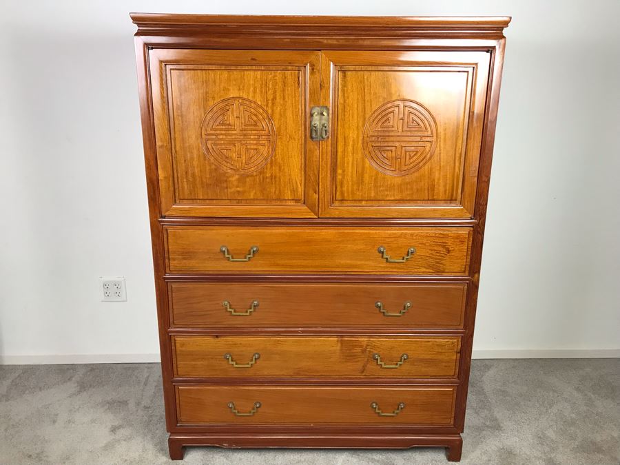Chinese Solid Teak Gentleman's Dresser Very Heavy 42'W X 22.5'D X 60'H [Photo 2]