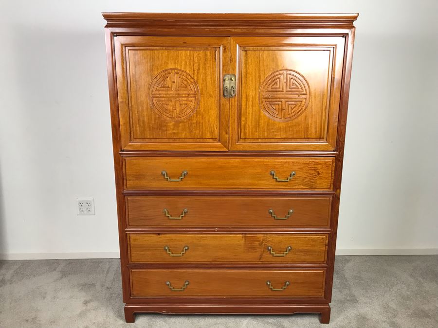 Chinese Solid Teak Gentleman's Dresser Very Heavy 42'W X 22.5'D X 60'H [Photo 3]