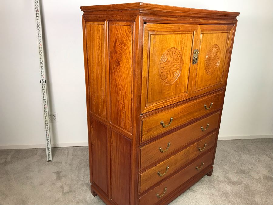 Chinese Solid Teak Gentleman's Dresser Very Heavy 42'W X 22.5'D X 60'H [Photo 17]
