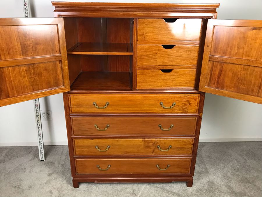 Chinese Solid Teak Gentleman's Dresser Very Heavy 42'W X 22.5'D X 60'H [Photo 8]