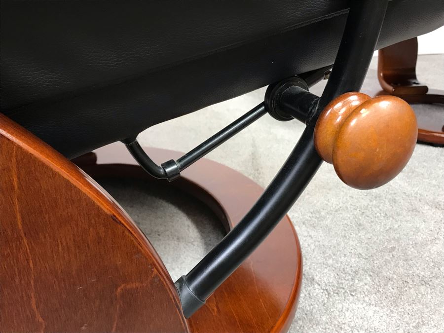 BenchMaster Leather Recliner Swivel Chair With Ottoman [Photo 12]