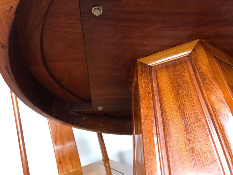 Chinese Solid Teak Pedestal Table With (4) Teak Chairs 40'R X 29.5'H [Photo 16]