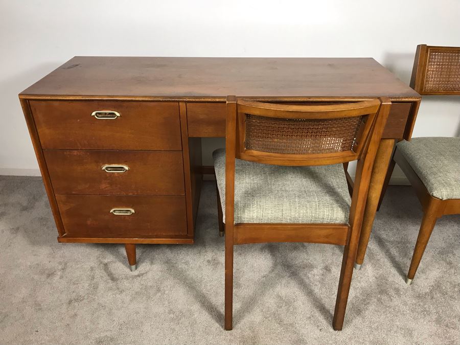 Mid-Century Modern 1962 Desk With (2) Desk Chairs By B.P. John Furniture Corp 48'W X 19'D X 30'H [Photo 6]