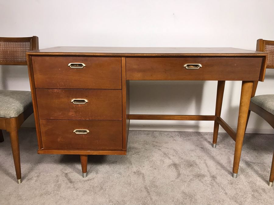 Mid-Century Modern 1962 Desk With (2) Desk Chairs By B.P. John Furniture Corp 48'W X 19'D X 30'H [Photo 7]