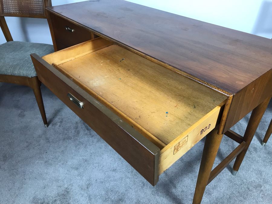 Mid-Century Modern 1962 Desk With (2) Desk Chairs By B.P. John Furniture Corp 48'W X 19'D X 30'H [Photo 13]