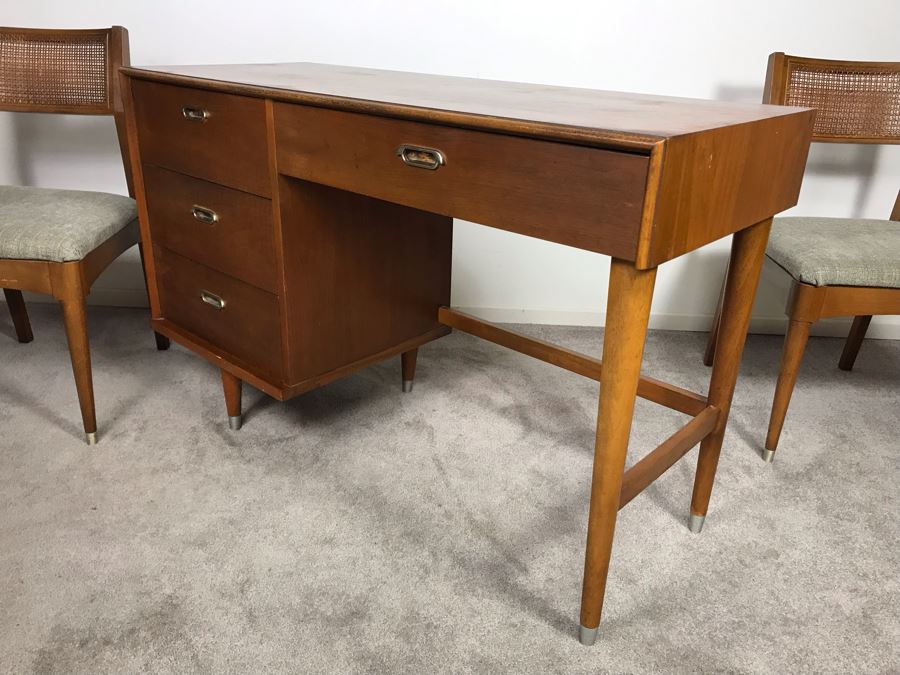 Mid-Century Modern 1962 Desk With (2) Desk Chairs By B.P. John Furniture Corp 48'W X 19'D X 30'H [Photo 11]
