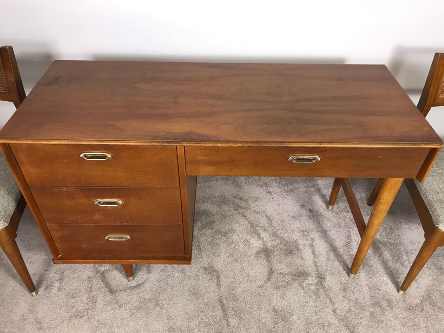 Mid-Century Modern 1962 Desk With (2) Desk Chairs By B.P. John Furniture Corp 48'W X 19'D X 30'H [Photo 9]