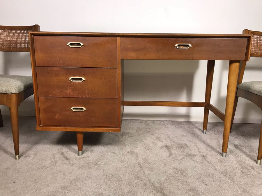 Mid-Century Modern 1962 Desk With (2) Desk Chairs By B.P. John Furniture Corp 48'W X 19'D X 30'H [Photo 8]