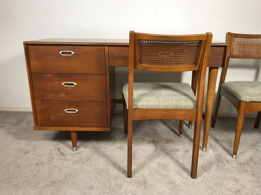 Mid-Century Modern 1962 Desk With (2) Desk Chairs By B.P. John ...