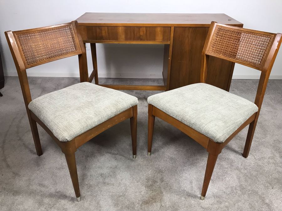 Mid-Century Modern 1962 Desk With (2) Desk Chairs By B.P. John Furniture Corp 48'W X 19'D X 30'H [Photo 20]