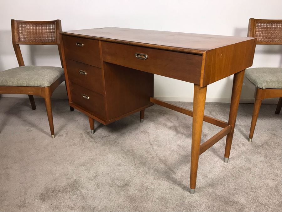 Mid-Century Modern 1962 Desk With (2) Desk Chairs By B.P. John Furniture Corp 48'W X 19'D X 30'H [Photo 10]