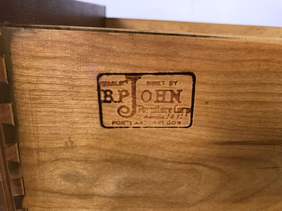 Mid-Century Modern 1962 9-Drawer Chest Of Drawers Dresser By B.P. John Furniture Corp - Needs Refinishing 64'W X 19'D X 30'H [Photo 6]