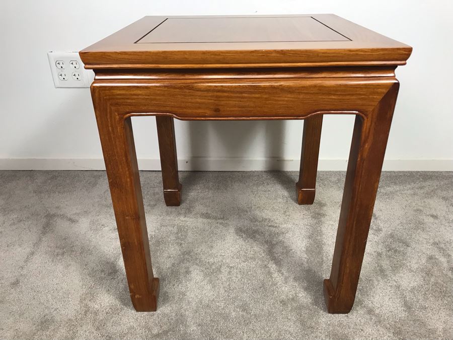 Chinese Solid Teak End Table 20' X 20' X 23'H [Photo 1]