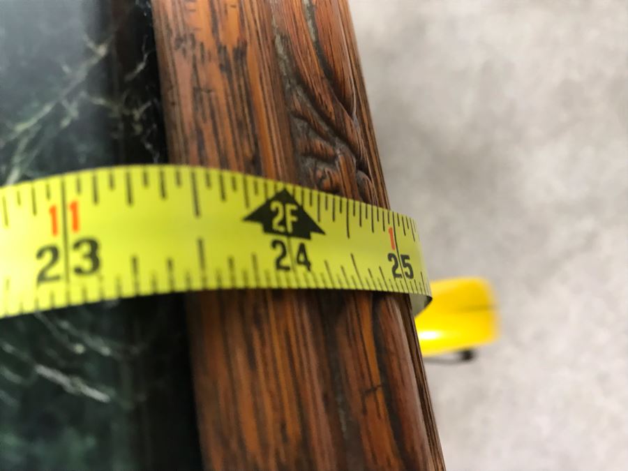 Antique Carved Oak Wood Pedestal Side Table With Solid Marble Top 25'W X 22'H [Photo 19]