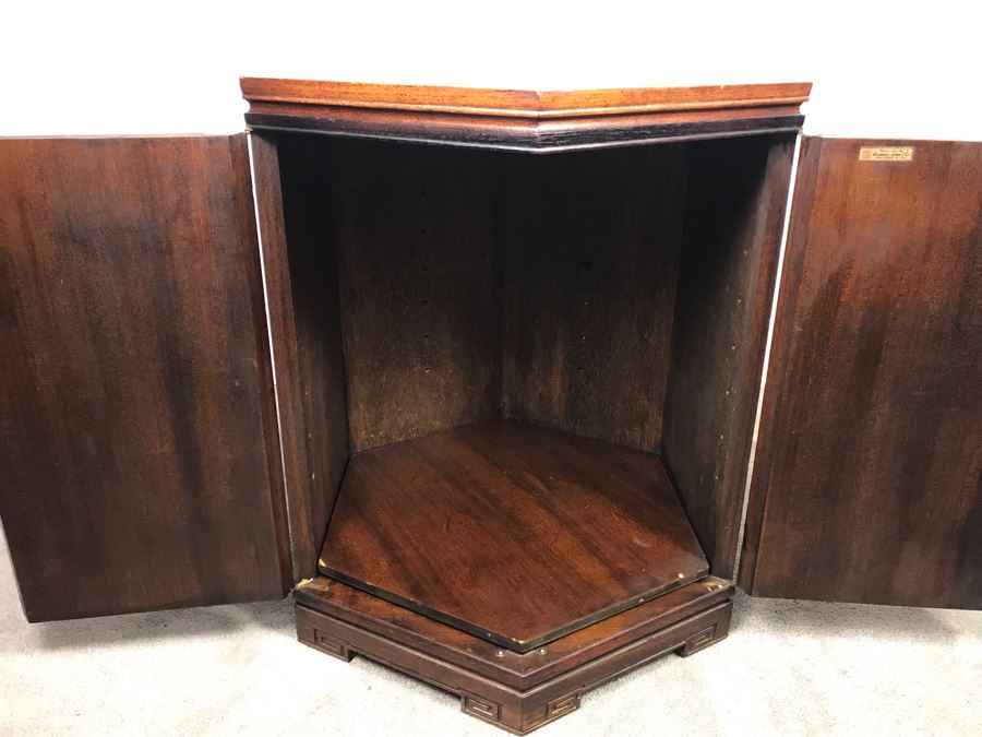 Stunning Chinese Wooden Cabinet Table With Marble Top By Ricardo Lynn & Co Featuring (6) Relief Carved Scenes Of Dragons And Flowers 24'W X 30'H [Photo 28]