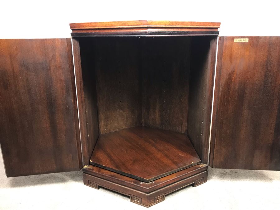 Stunning Chinese Wooden Cabinet Table With Marble Top By Ricardo Lynn & Co Featuring (6) Relief Carved Scenes Of Dragons And Flowers 24'W X 30'H [Photo 27]