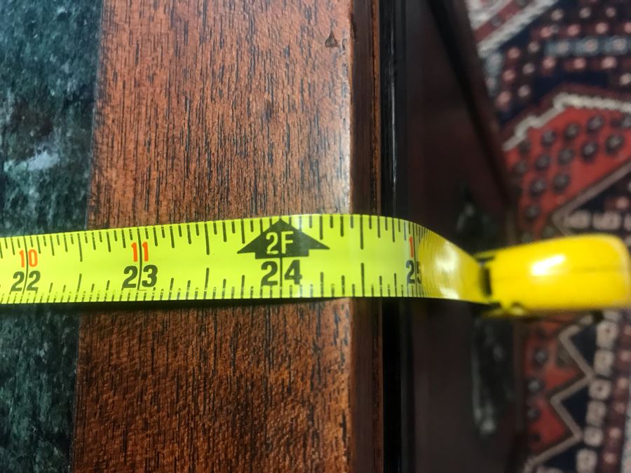 Stunning Chinese Wooden Cabinet Table With Marble Top By Ricardo Lynn & Co Featuring (6) Relief Carved Scenes Of Dragons And Flowers 24'W X 30'H [Photo 33]