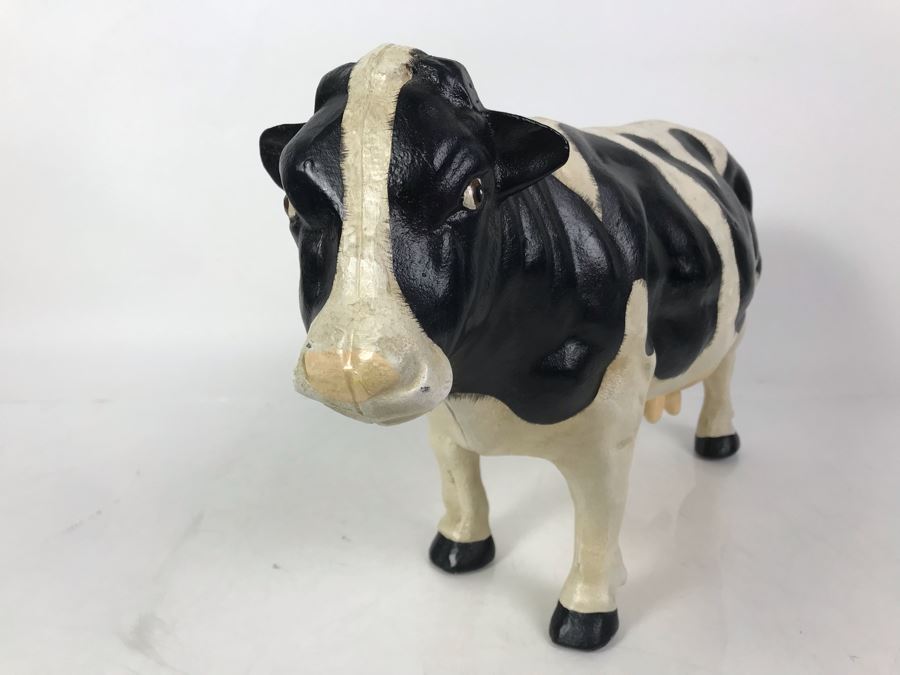 Large Hand Painted Cast Iron Cow