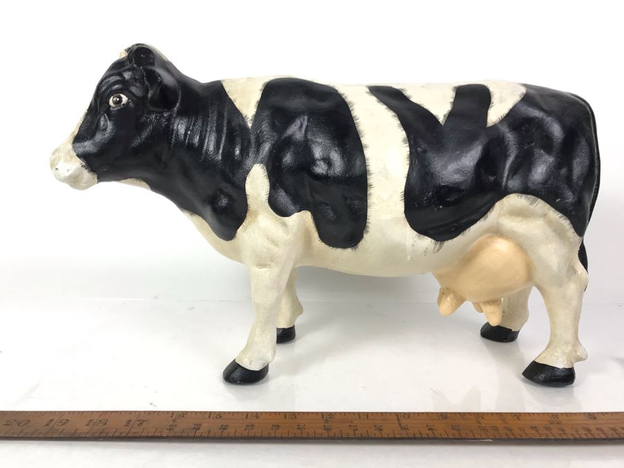 Large Hand Painted Cast Iron Cow