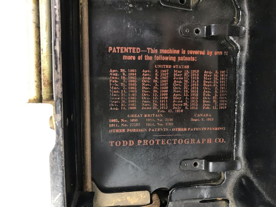 Antique Mechanical Protectograph Check Writer From Old Irvine Blacksmith Shop 17'L [Photo 15]