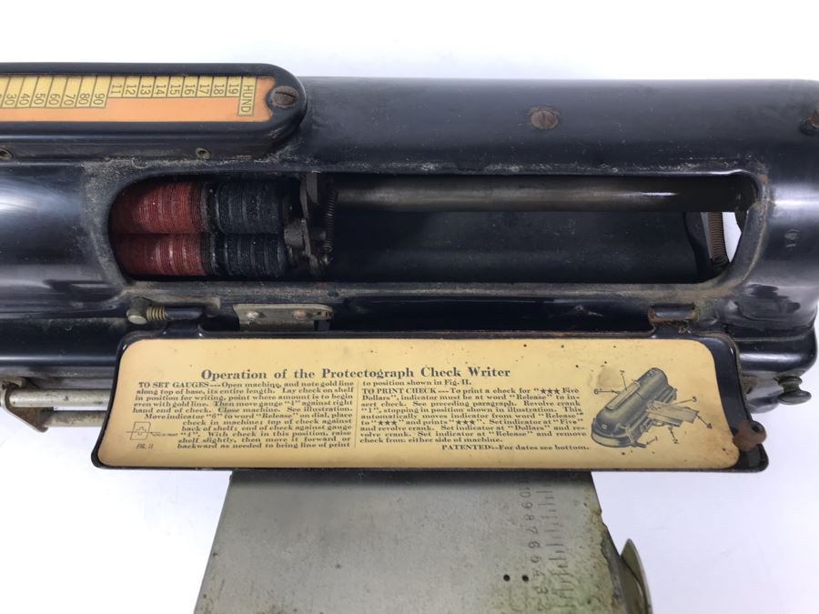 Antique Mechanical Protectograph Check Writer From Old Irvine Blacksmith Shop 17'L [Photo 11]