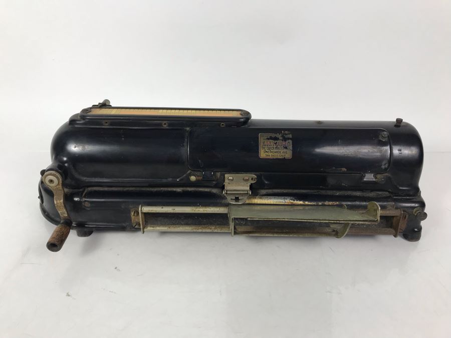 Antique Mechanical Protectograph Check Writer From Old Irvine Blacksmith Shop 17'L [Photo 3]