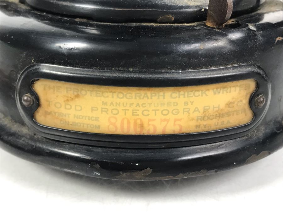 Antique Mechanical Protectograph Check Writer From Old Irvine Blacksmith Shop 17'L [Photo 9]