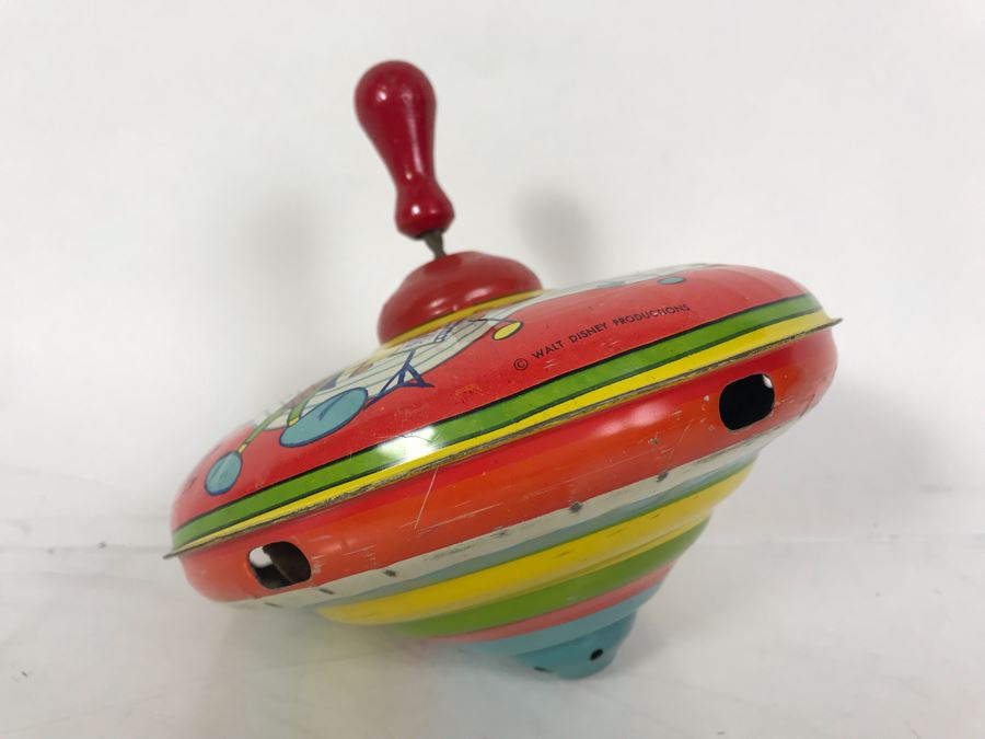 Vintage Metal Walt Disney Litho J. Chein & Co Spinning Top