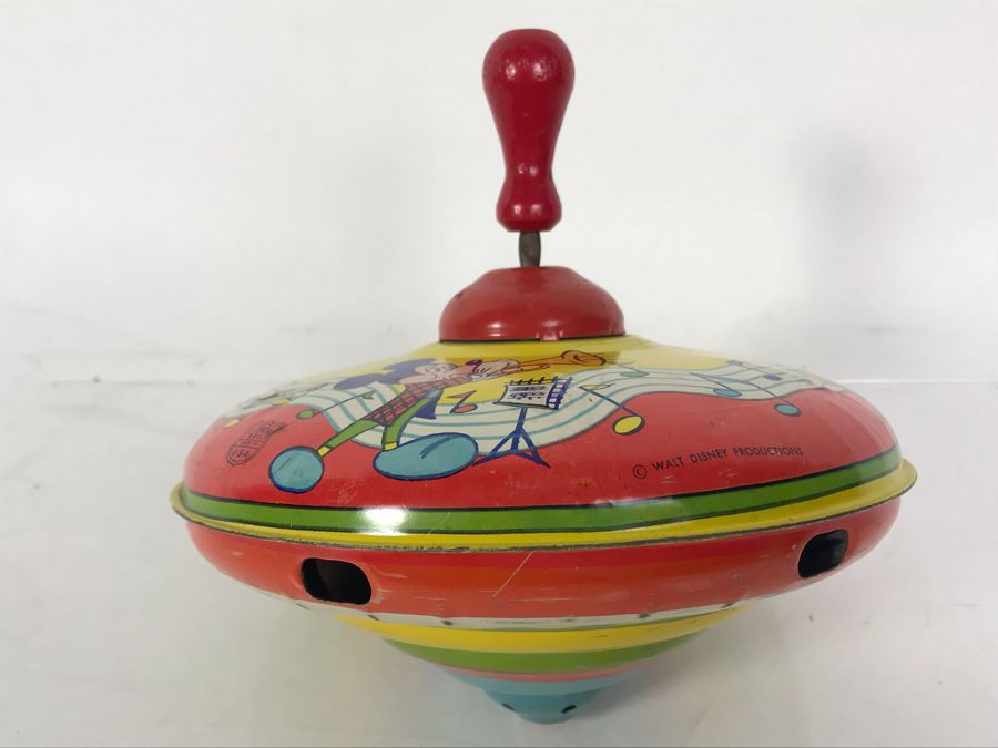 Vintage Metal Walt Disney Litho J. Chein & Co Spinning Top