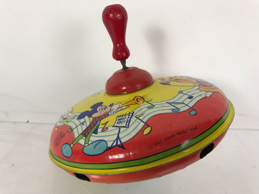 Vintage Metal Walt Disney Litho J. Chein & Co Spinning Top