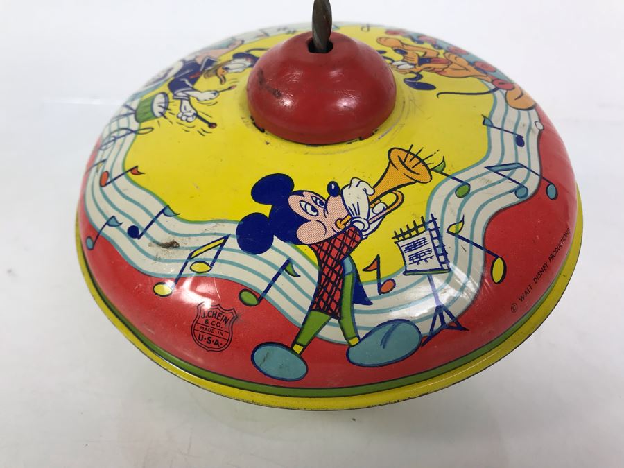 Vintage Metal Walt Disney Litho J. Chein & Co Spinning Top [Photo 4]